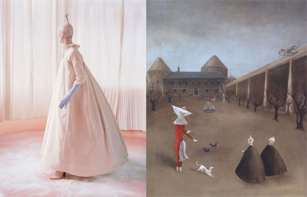 Left: Tilda Swindon for W Magazine, 2013 Right: Darvault, Leonora Carrington, c. 1950